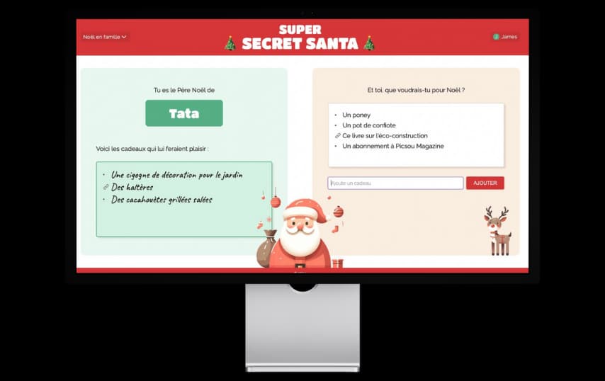 Aperçu de l'application Super Secret Santa